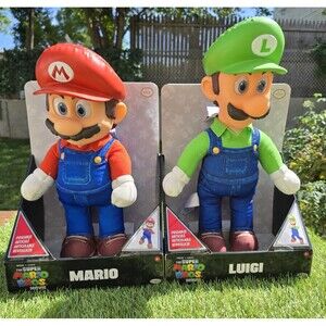 The Super Mario Bros Movie 14" Mario And 15" Luigi Poseable Plush New In Box